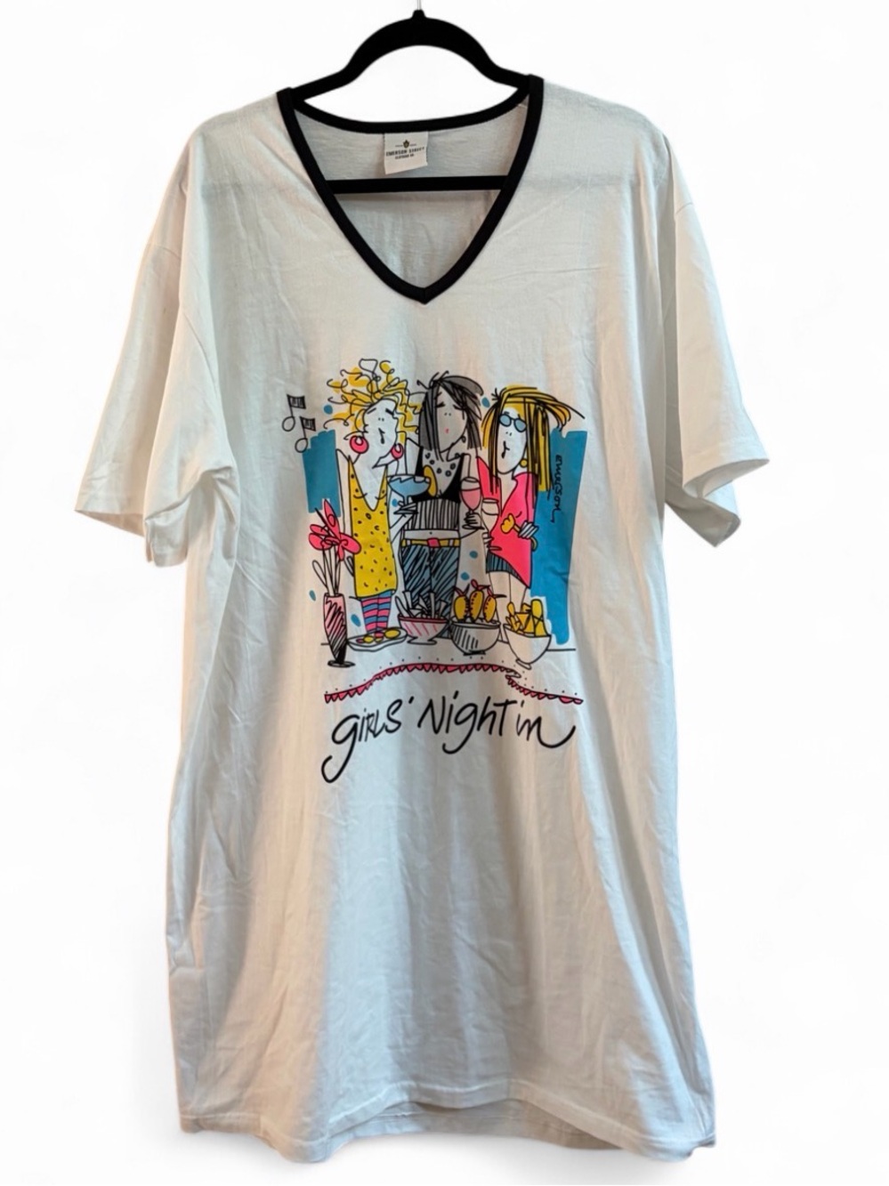 Emerson Street Vintage Girls Night In Short Sleeve Novelty Sleep Tee T-Shirt Top